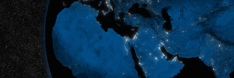 MEA_750x250_Header Map of middle east region at night